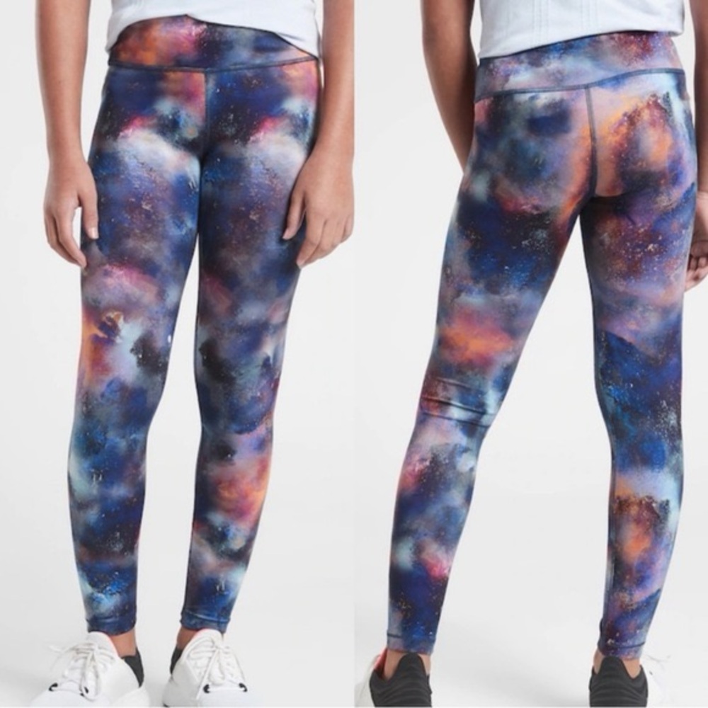 Athleta Chit Chat Tight Cosmic Galaxy Girls Leggings L, XL